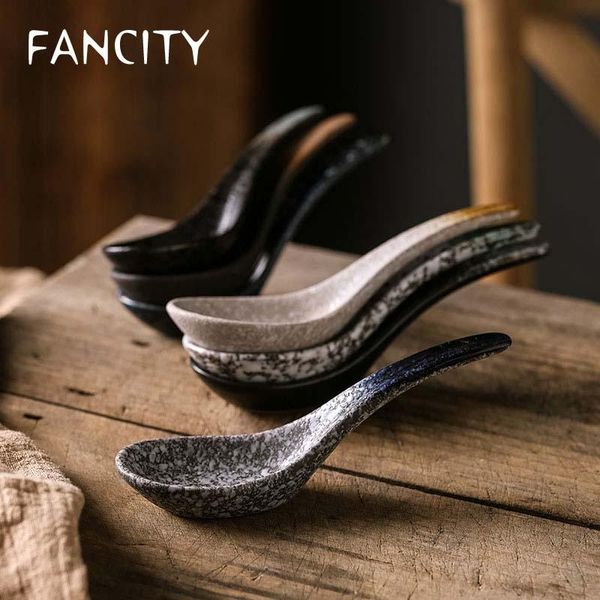 

spoons fancity japanese soup spoon household ceramic ramen rice porridge dessert creative retro and ko