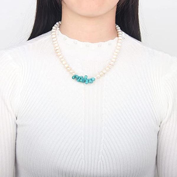 

popular fashion jewelry turquoise white freshwater handmade pearl necklace, Black