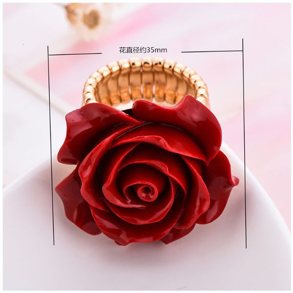 

wedding jewelry small fresh red rose ring female, Slivery;golden