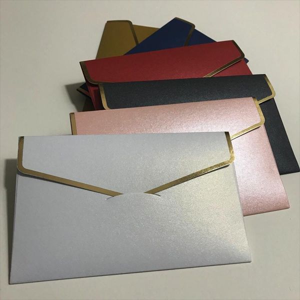 

25pcs 175x110mm(6.8x4.3inch) pearl color envelopes with gold edge thicken invitation packing bags
