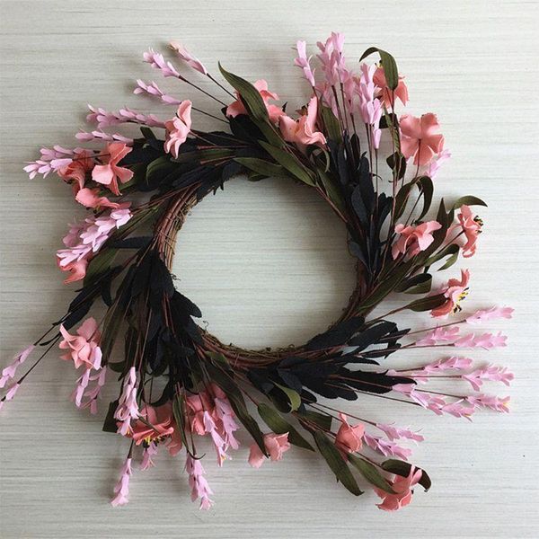 

pink white flowers floral wreath for home wall front door decorations hanging qx2e decorative & wreaths