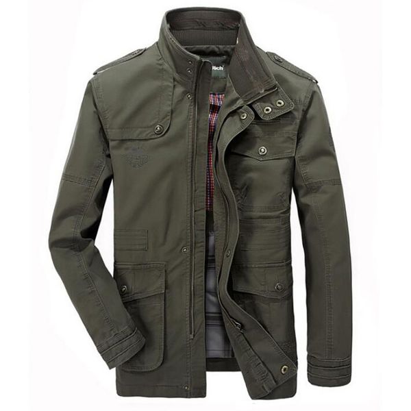 

100% cotton jacket men casual cargo military multi pocket jackets and coats male chaqueta hombre army long coat 7xl clothing, Black;brown