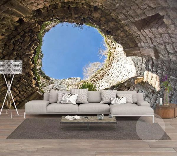 

Custom wallpaper 3d mural stereo seaside hole wall papers home decor 5d decorative painting 8d, Blue
