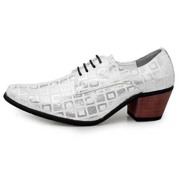

wholesale classic luxury brand men dress shoes height increased formal oxfords bling high heels wedding male soft leather business footwear, Black