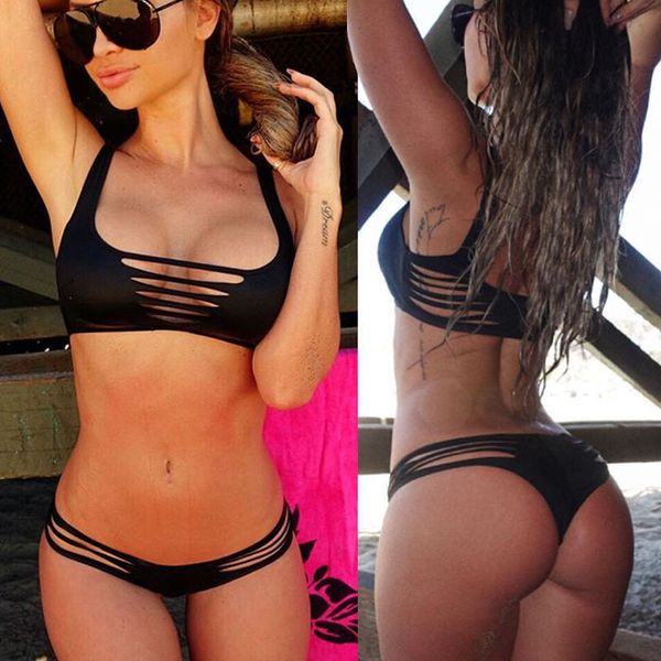 

swimwear 2021 swimsuit beach suit cut strip bikini sexy, White;black