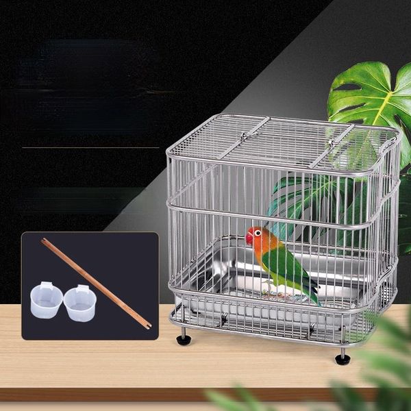 

bird cages parrot stainless steel cage bath metal disassembly aviary nidos para pajaros pet accessories ef50nl