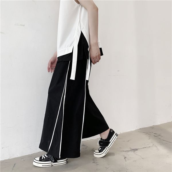

pants fashionable the hairstylist summer thin breathable capris black and white contrast design dark trend men's wide leg
