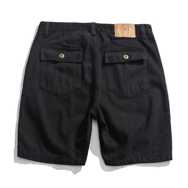 

men's jeans vintage solid color denim shorts mens summer simple walking casual loose black short men pants, Blue