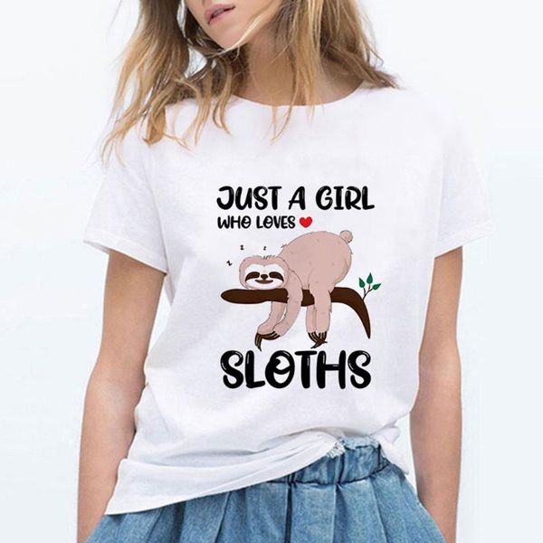 

women's t-shirt alt edgy clothes aesthetic kawaii sloth t shirt print girl woman t-shirts girls streetwear hipster vogue ropa mujer, White