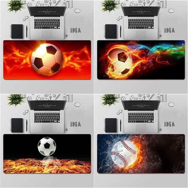 

mouse pads & wrist rests fhnblj football soccer ball on water burning fire locking edge pad game large keyboards mat
