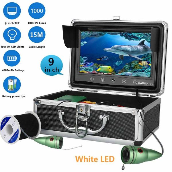 

9" underwater fishing video camera fish finder in english 1000tvl 9"color monitor white led lights fishfinder