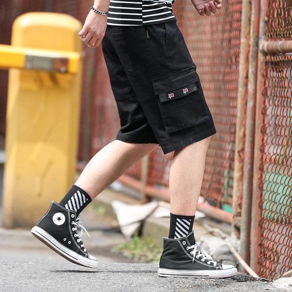 

men's shorts summer cargo oversize 8xl beach multi pocket pure cotton streetwear casual sportswear men clothing, White;black