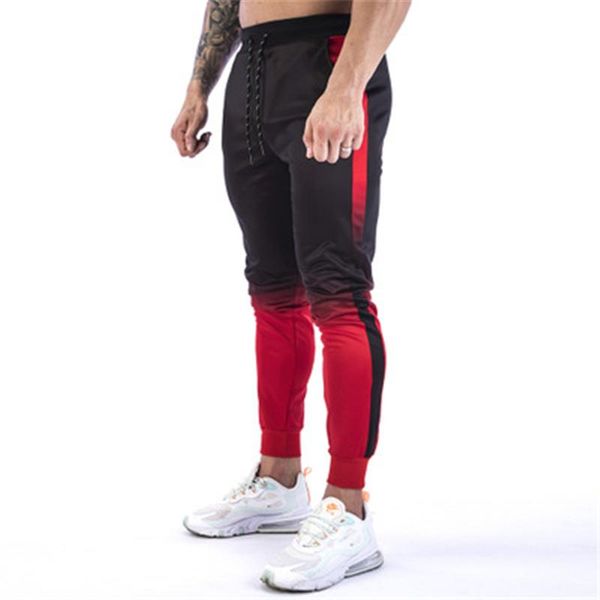

mens 3d gradient skinny pants fashion trend hip hop high street sports fitness pencil pant spring male skateboard casual slim trousers, Black