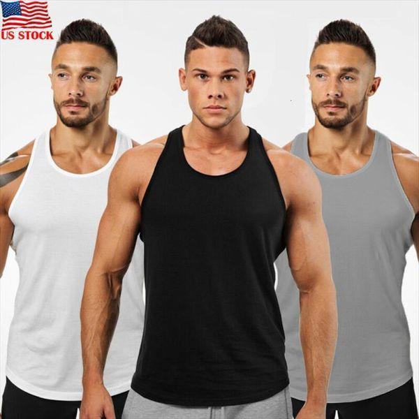 

hirigin mens casual singlet y back muscle sleeveless soft cotton breathable stringer bodybuilding sports gym solid tee, White;black