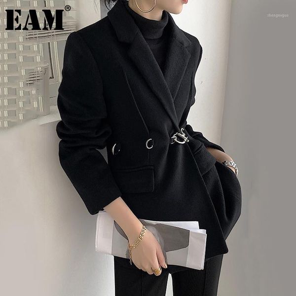 

women's wool & blends [] loose fit black brief big size temperament woolen coat parkas long sleeve women fashion autumn winter 2022 1dd
