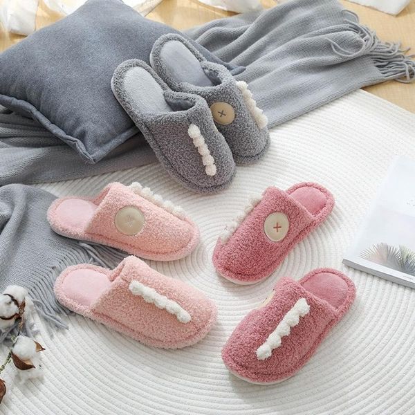 

furry slippers for home women warm plush lovers slipper soft comfortable winter shoes slides woman indoor footwear, Black