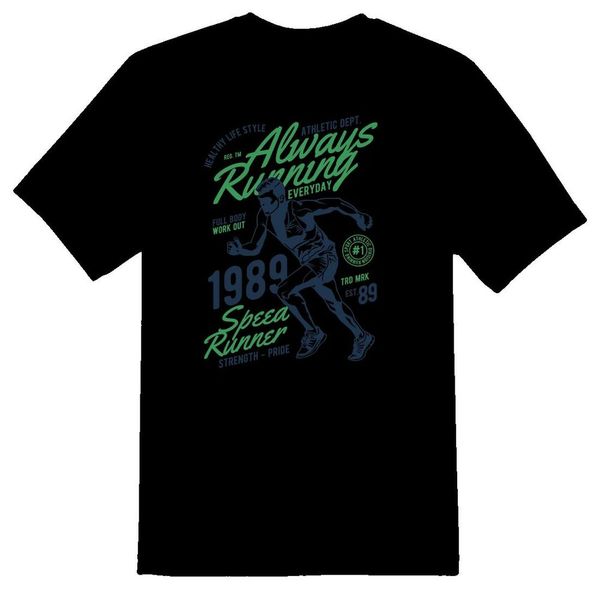 

always running everyday tee shirt black or white, White;black