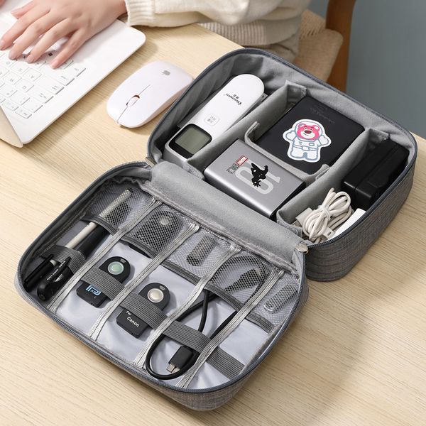 

storage bag digital protection box tool storage bags double layer multi-compartment multifunctional dust-proof moisture proof polyester soli, Blue;pink