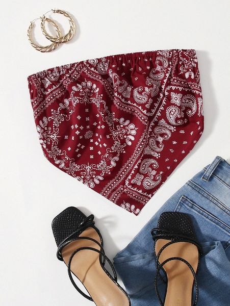 

paisley print crop bandana y19m#, White