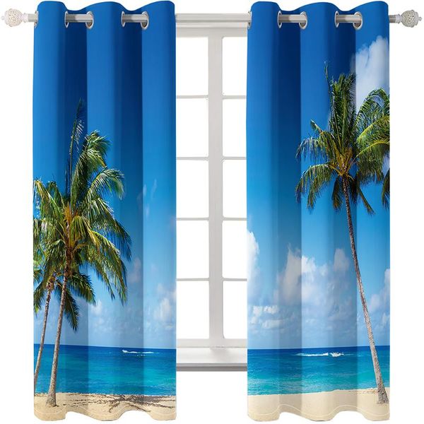 

curtain & drapes cortinas summer ocean beach pattern 3d printing male and female bedroom living room waterproof window cover