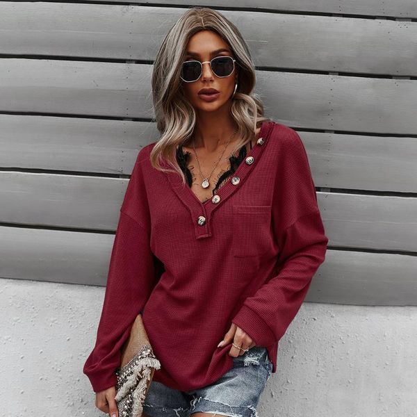 

women's hoodies & sweatshirts 2021 spring autumn long sleeve sweatshirt women elegant buttons v neck ladies fashion casual streetwear, Black