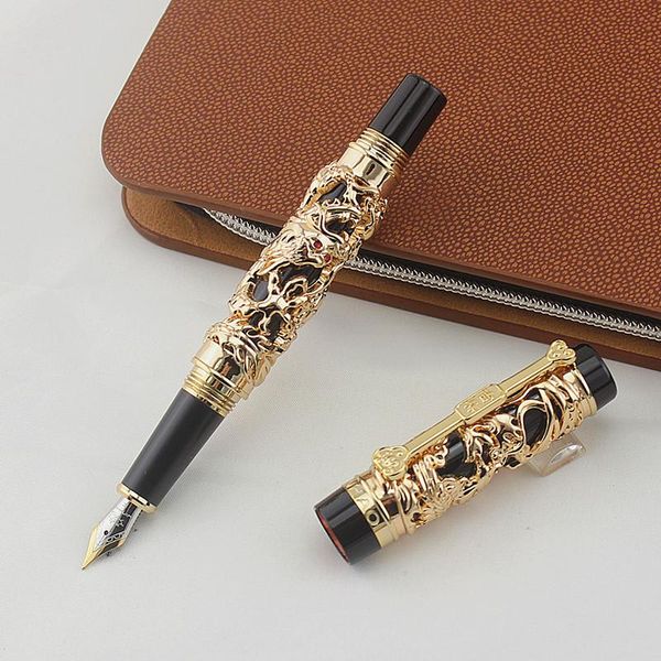 

fountain pens latest design jinhao dragon and phoenix carving pen stationery luxury metal writing gift art collection ink
