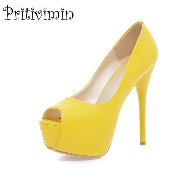 

plus size fashion beige blue high heeld shoe ladies peep toe platform super heels women candy color wedding pumps b-13 dress shoes, Black
