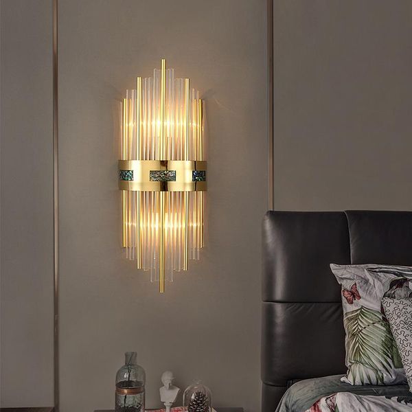 

wall lamp fkl light luxury crystal golden modern for living room background bedroom bedside