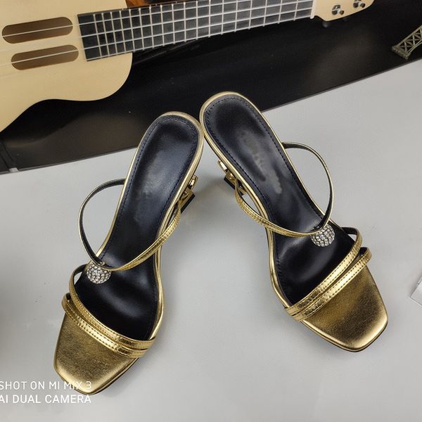 

high heel sandals women's summer square head back empty letter shaped heel sandals large women's shoes, Black