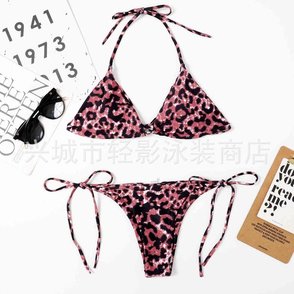 

2021 split bikini triangle tied swimsuit, White;black