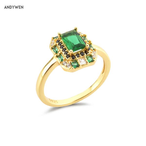 

andywen 925 sterling silver gold clear green zircon pave rings big size women luxury rock punk jewelry gift fashion 210608