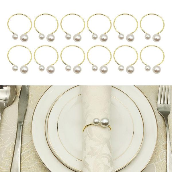 

napkin rings 12pcs wedding party gift holder metal table decor artificial pearls