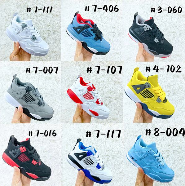 

kids 4 4s men basketball shoes children university blue uv reactive white oreo manila red thunder shimmer tour yellow boy girl sneakers trai, Black