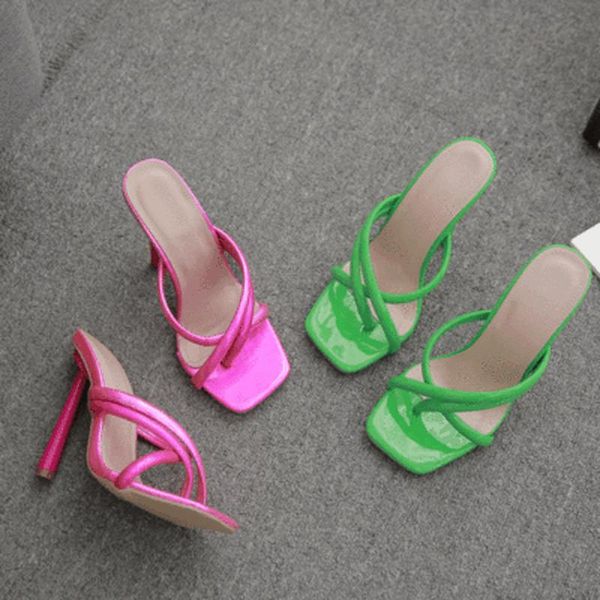 

sandals 2021elegant ladies party dress shoes slippers summer fashion clip toe flip flops women thin high heels pumps, Black