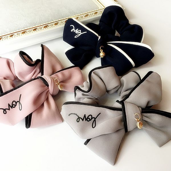 

korea fashion maylee accessories ring bow-knot elastic hair bands rubber band for women fine headwear jewelry, Golden;white