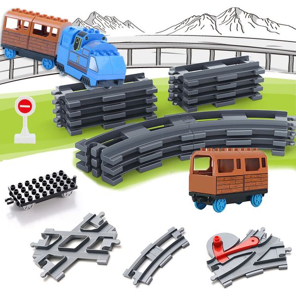 

diy track sets bricks big size railway big rail building block trailer track accessory car gift diy child toys compatible big