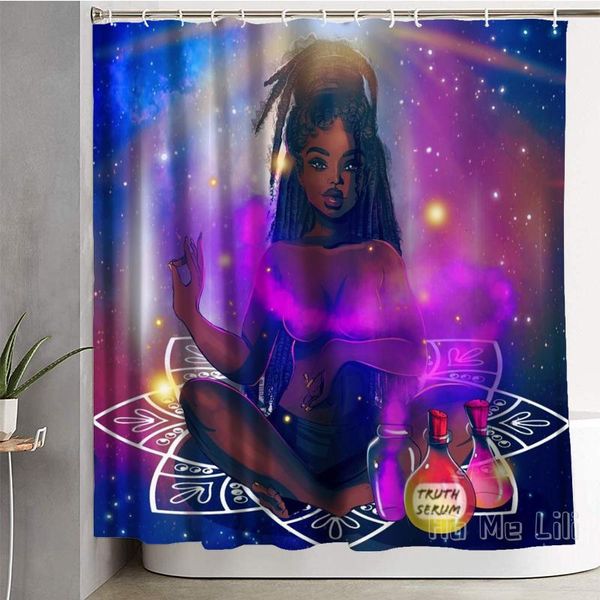 

shower curtains black girl space art curtain waterproof bathroom decor