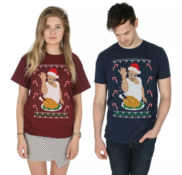 

salt bae christmas t-shirt xmas funny festive snow turkey ugly, White;black