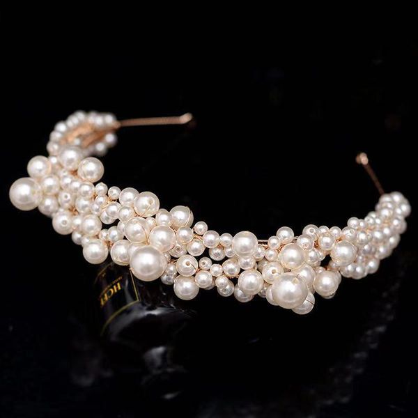 

hair clips & barrettes bridal jewelry baroque headbands hairbands pearls headpieces headwear for brides tiaras crown wedding accessories, Golden;silver