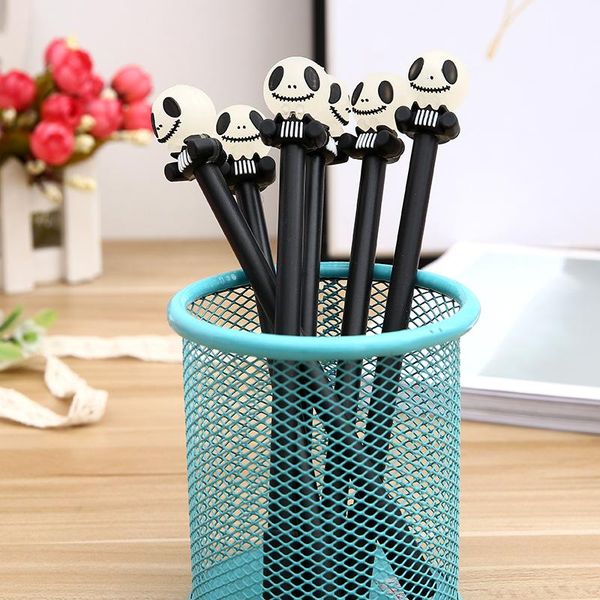

gel pens 36 pcs/lot creative skull pen cute 0.5 mm black ink signature promotional gift office school supplies