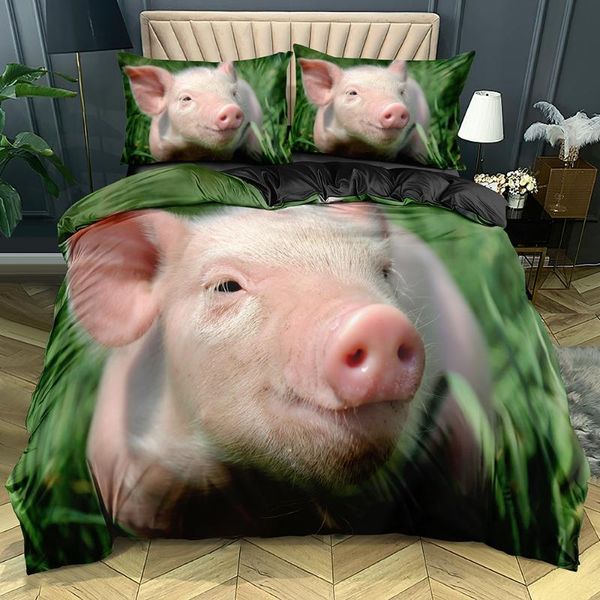 

bedding sets 3d black custom linens bed duvet cover comforter covers set pet pig pillow cottoms twin king  double single size bedclothe