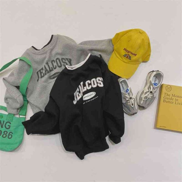 

initial love autumn new clothes big children's neutral jump thread knitted printed trend round neck sweater, Black;white