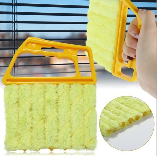 Utile spazzola per la pulizia delle finestre in microfibra Detergente per spolverino del condizionatore d'aria con panno lavabile per la pulizia della lama della veneziana DH9499