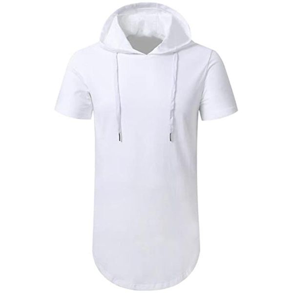 

mens hip hop short sleeve pullover hoodies t shirts solid color casual shirt bodybuilding hoodie muscle soft men's t-shirts, White;black