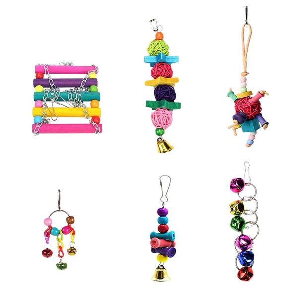 

other bird supplies parrot toys hanging bell pet cage hammock swing toy wooden perch chewing for large parrots conures love birds smal