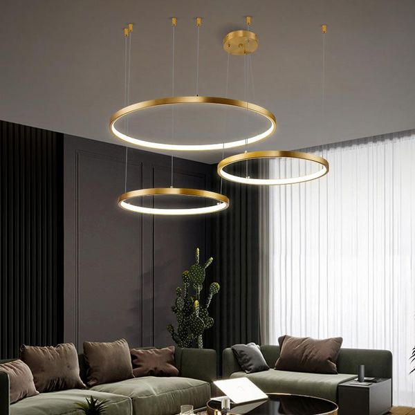 

ceiling lights 2021 modern led aluminum circle for interior design engineering lighting line hang ring lamp