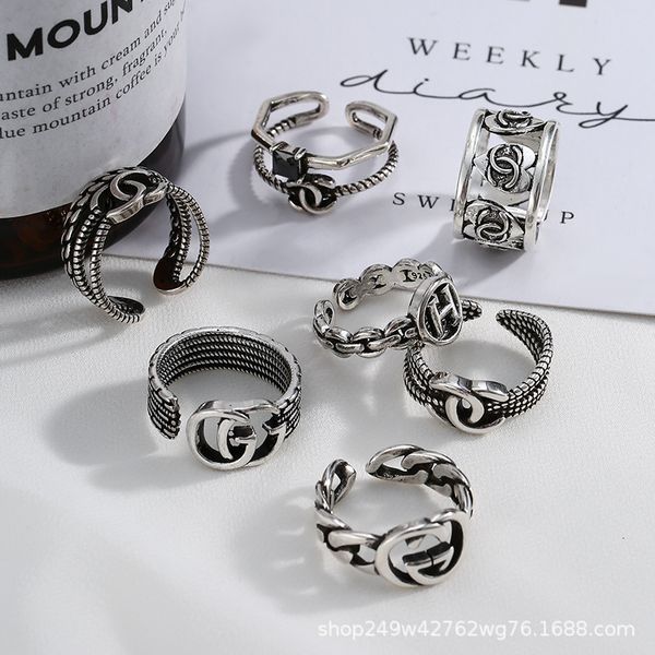 

ring double g korean geometric jewelry for men and women, Silver