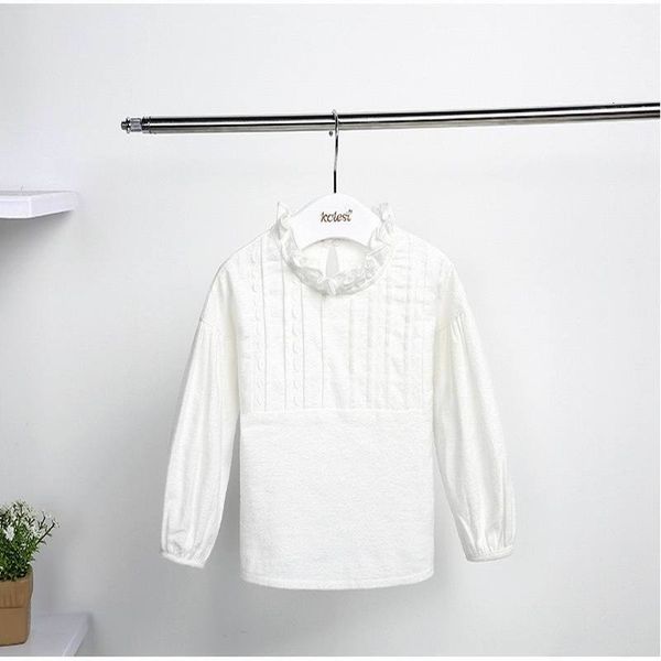 

shirts girls shirt baby ruffles collar long sleeve white blouses girl clothes children full 1-6y e6012 b3q2, White;black
