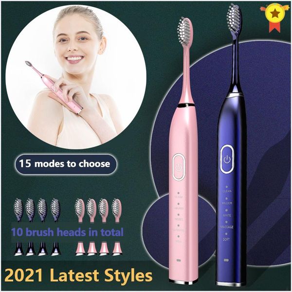 

smart electric toothbrush sonic z1 usb charge rechargeable ipx7 waterproof electronic tooth 10 brushes replacement heads