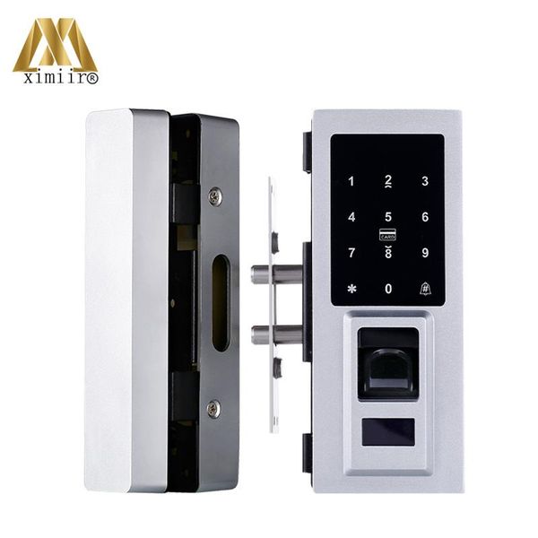 

smart glass door lock biometric fingerprint xm-q1 electronic mf keyless keypad frameless access control